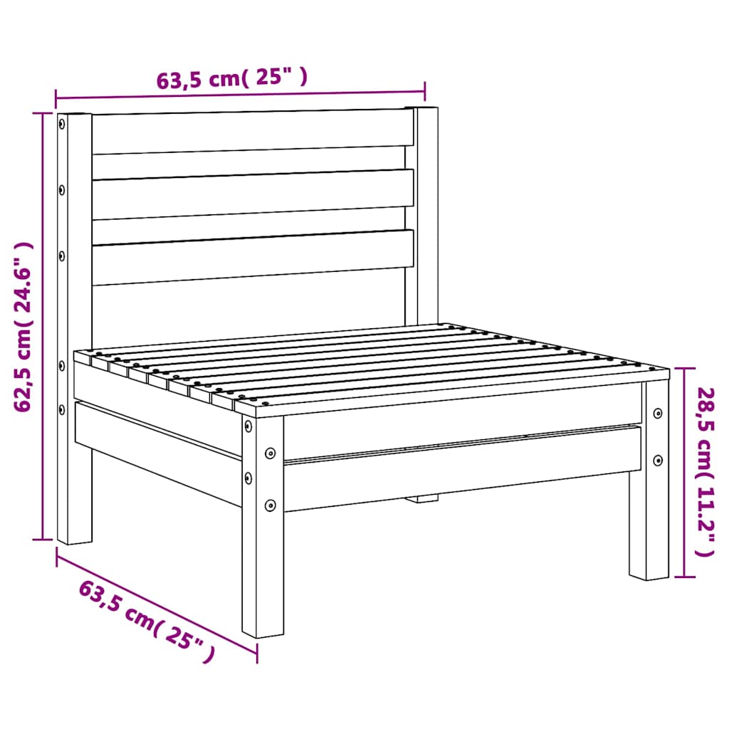 Garden Middle Sofa Solid Wood Pine
